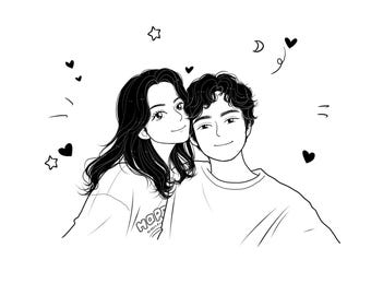 Custom LINE DRAWING Portrait Couple Friend Family Birthday