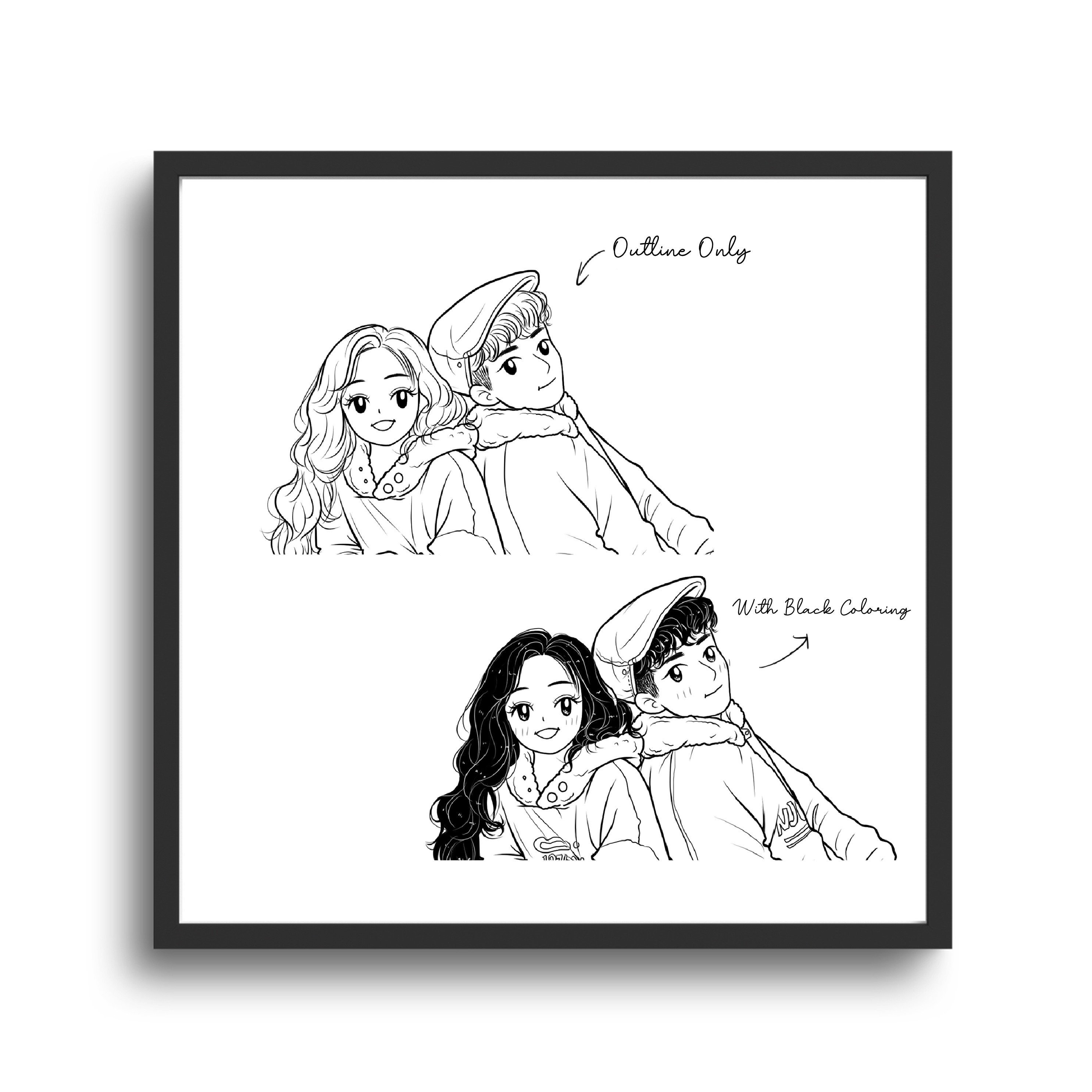 Custom LINE DRAWING Portrait Couple Friend Family Birthday Anniversary  Wedding Gifts Personalized Comic Illustration Digital Art From Photo - Etsy, image size:2970x2970