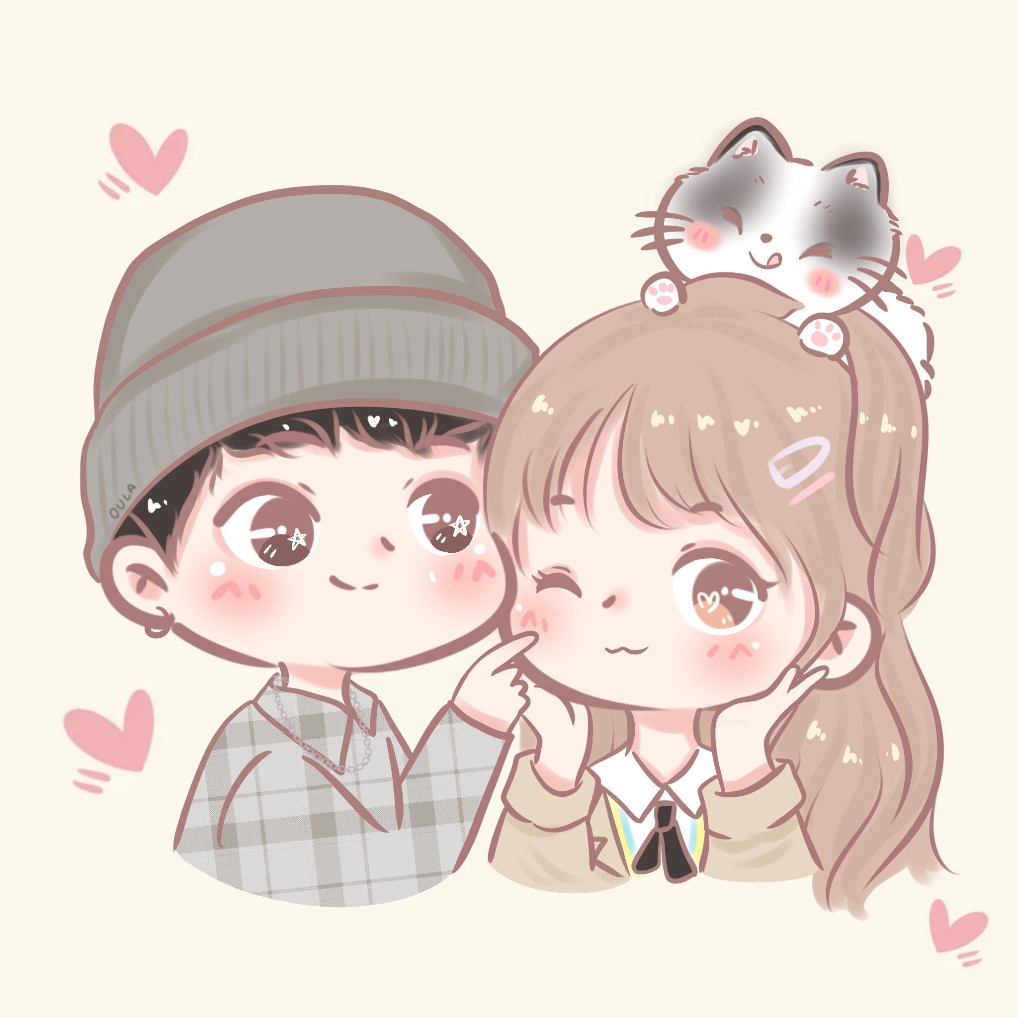 Custom Couple Portrait Cute Cartoon From Photo Family Friend ...