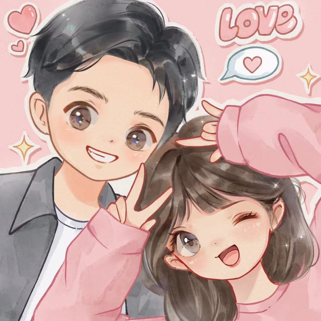 Custom Chibi Portrait Cute Cartoon From Photo Couple Friend Pet