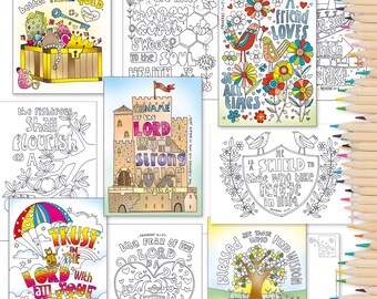 Christian Colouring Postcards Pack of 10, Proverbs Colouring Postcards with Bible Verses, Inspirational Religious Gifts for Women and Men