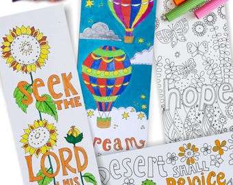 Pack of 10 inspirational Christian colouring bookmarks, Images of Hope Colouring Bookmarks with Bible Verse, Inspirational Religious Gifts