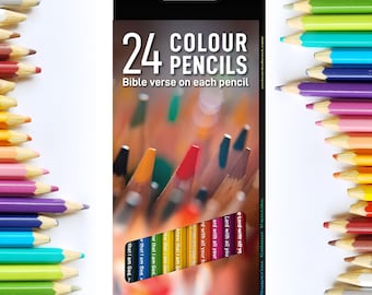 24 Colouring Pencils with Bible verse