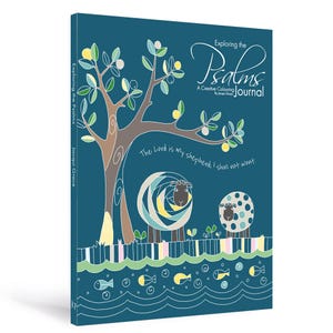 May include: A teal journal with the title "Exploring the Psalms" and an illustration of a tree and sheep. The cover includes the text "A Creative Colouring Journal" and a quote. The author's name, Jacqui Grace, is also displayed.