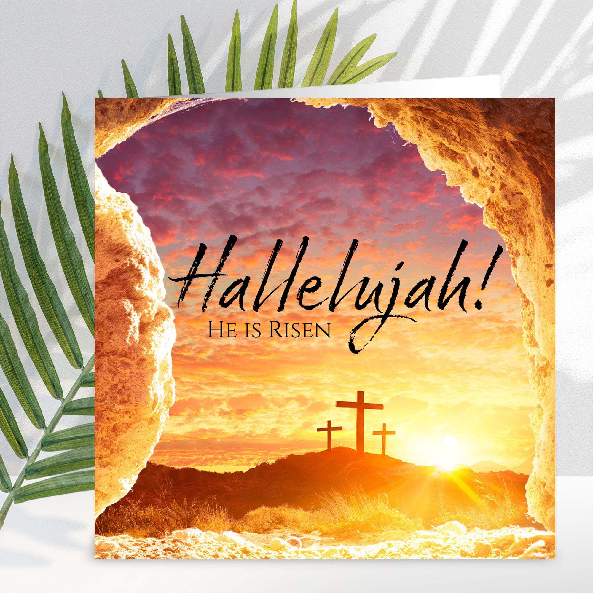 Pack of 5 Christian Easter Cards, He is Risen, With White Envelopes and ...