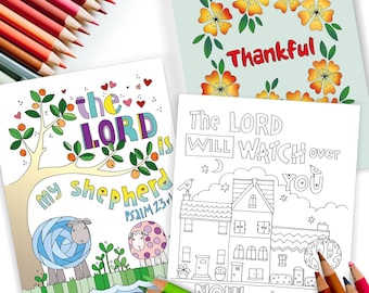 Christian Colouring Postcards Pack of 10, Psalms Colouring Postcards with Bible Verses, Inspirational Religious Gifts for Women and Men
