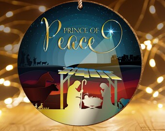 Christian Christmas Decorations, Prince of peace, Can be used as a hanging ceramic Christmas decoration or as a coaster, Christian gifts