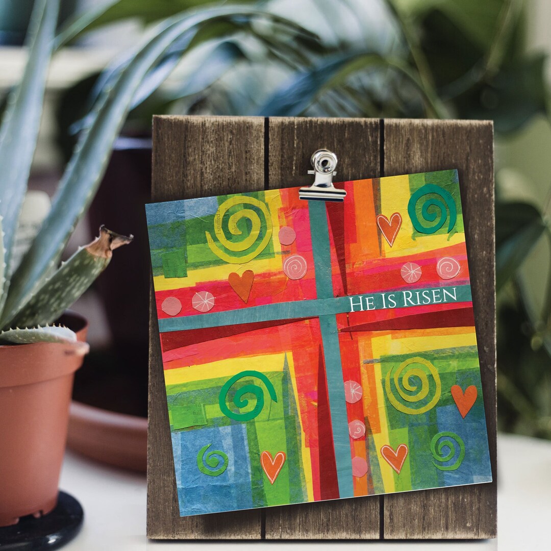 Pack of 5 Christian Easter Cards, He is Risen Cross, With White ...