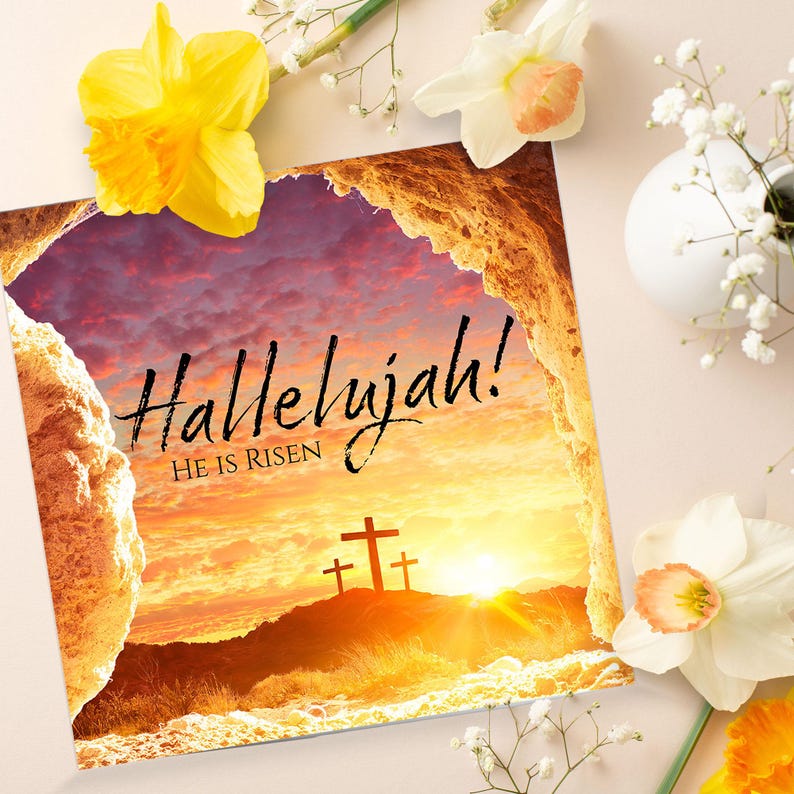 Pack of 5 Christian Easter Cards, He is Risen, With White Envelopes and ...