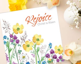 Pack of 5 Christian Easter Cards, Christ is Risen, with white envelopes and Bible verse inside these Religious Easter cards