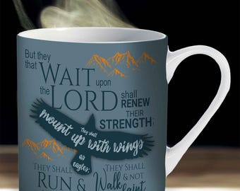 Christian Mug with Gift Box, Eagles Wings, with Bible Verse Isaiah 40:31. Christian Gifts for Men