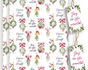 Christian Christmas Wrapping Paper with Gift Tags