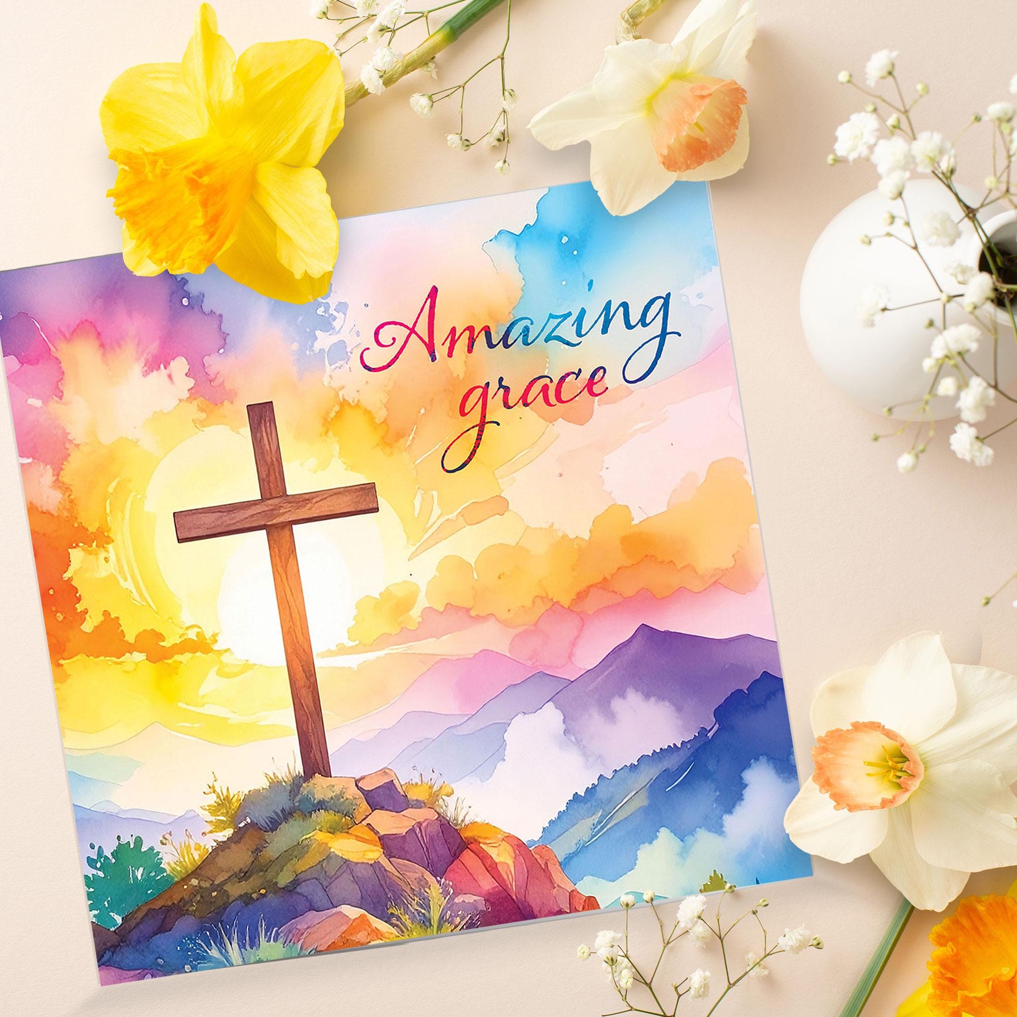 Pack of 5 Christian Easter Cards, Amazing Grace, With White Envelopes ...