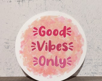 Good Vibes Only Waterproof Vinyl Sticker | Inspirational Sticker | Water Bottle or Laptop Decor!