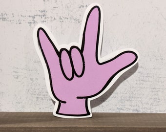 ASL I Love You Waterproof Vinyl Sticker | American Sign Language Sticker | Water Bottle or Laptop Decor!