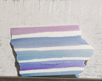 Watercolor Stripes Iowa Waterproof Vinyl Sticker | Home Sticker | Waterbottle or Laptop Decor!