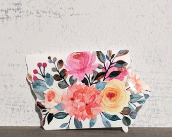Floral Iowa Waterproof Vinyl Sticker | Home Sticker | Waterbottle or Laptop Decor!
