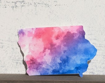 Watercolor  Iowa Waterproof Vinyl Sticker | Home Sticker | Waterbottle or Laptop Decor!