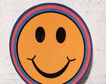 Retro Smiley Waterproof Vinyl Sticker | Smiley Face Sticker | Waterbottle or Laptop Decor!
