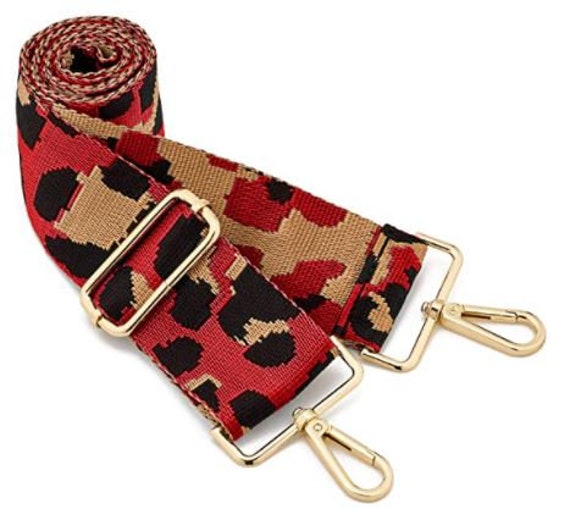 Red Leopard Woven Guitar Style Crossbody Purse Strap