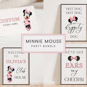 Minnie Mouse 3rd Birthday Decor Poster Sign Girl 3rd Minnie Mouse Oh Twodles Three Theme Disney Hot Diggity Dog Minimal Clubhouse Party Ears