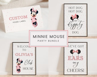 Minnie Mouse 3rd Birthday Decor Poster Sign Girl 3rd Minnie Mouse Oh Twodles Three Theme Disney Hot Diggity Dog Minimal Clubhouse Party Ears