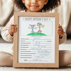 Actividad infantil para el Día de la Madre, regalo para mamá, manualidad imprimible, el mejor regalo para mamá, regalo único, actividad infantil de jardín de infantes con impresión digital.