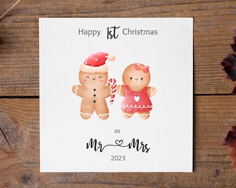 Personalised Christmas Card, 1st Christmas as Mr & Mrs, First Christmas Married Card, Gingerbread Christmas Card, Irish Christmas Card