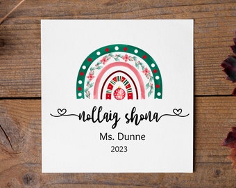 Personalised Christmas Card, Teacher Christmas Card, Nollaig Shona, Irish Language Christmas Card, Irish Christmas Card