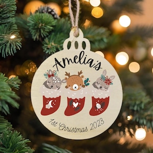 Personalised Christmas Ornament, Baby’s First Christmas Ornament, Custom Christmas Bauble, Christmas Keepsake, Wooden Christmas Ornament