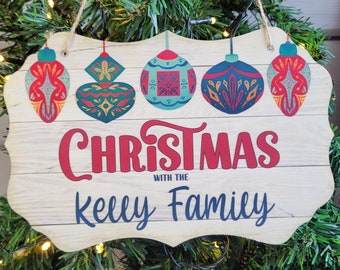 Personalised Family Christmas Sign, Christmas at the, Family Name Decoration, Wooden Christmas Sign, Custom Christmas Gift, Grandparent Gift