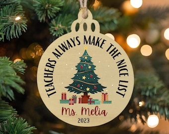 Teacher Christmas Gift, Personalised Teacher Decoration & Card, Wooden Christmas Ornament, SNA Christmas Gift, School Christmas Present