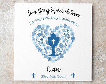 Personalised Communion Card, First Holy Communion, Boy Card, Son, Grandson, Nephew, Name Communion Card, Irish Communion, Communion Keepsake