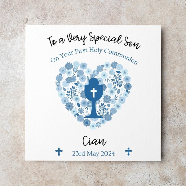 Personalised Communion Card, First Holy Communion, Boy Card, Son, Grandson, Nephew, Name Communion Card, Irish Communion, Communion Keepsake