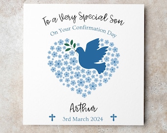 Personalised Confirmation Card, Boy Confirmation Card, Son, Grandson, Nephew, Godson, Name Card, Confirmation Keepsake