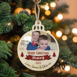 Grandparent Christmas Photo Ornament, Kids Photo Ornament, Christmas Keepsake, Wooden Christmas Ornament, Christmas Gift, Custom Ornament zdjęcie 1