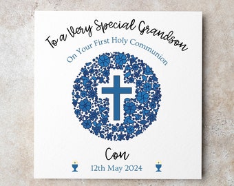 Personalised Communion Card, First Holy Communion, Boy Card, Son, Grandson, Nephew, Name Communion Card, Irish Communion, Communion Keepsake