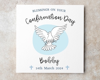 Personalised Confirmation Card, Boy Confirmation Card, Son, Grandson, Nephew, Name Confirmation Card, Confirmation Keepsake