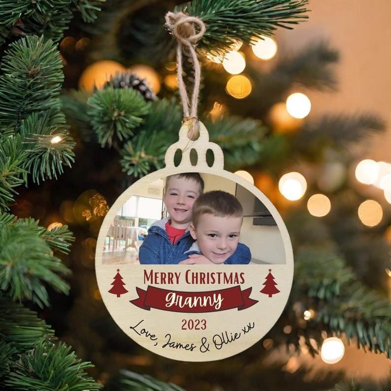 Grandparent Christmas Photo Ornament, Kids Photo Ornament, Christmas Keepsake, Wooden Christmas Ornament, Christmas Gift, Custom Ornament zdjęcie 1