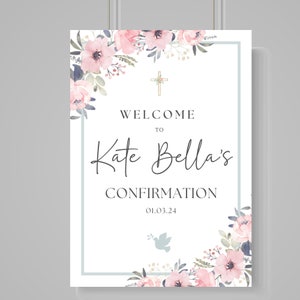 Personalised Confirmation Sign, First Holy Communion Sign, Welcome Sign, Clear Stand, Confirmation Décor, Confirmation Communion Keepsake, image 2