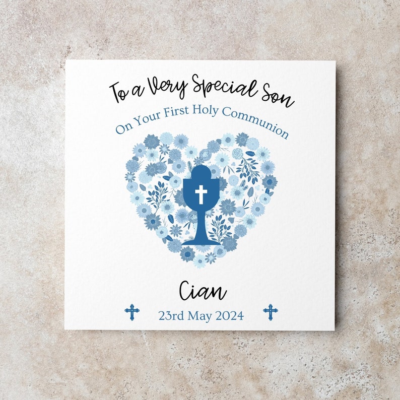 Personalised Communion Card, First Holy Communion, Boy Card, Son, Grandson, Nephew, Name Communion Card, Irish Communion, Communion Keepsake image 1