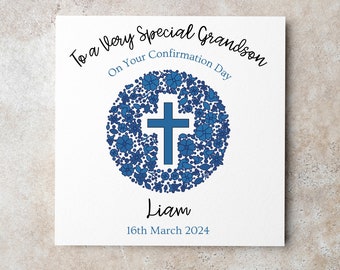 Personalised Confirmation Card, Boy Confirmation Card, Son, Grandson, Nephew, Godson, Name Confirmation Card, Confirmation Keepsake