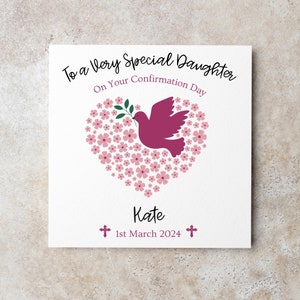 Personalised Confirmation Card, Girl Confirmation Card, Daughter, Grand-Daughter, Niece, God-Daughter, Name Card, Confirmation Keepsake image 1