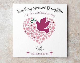 Personalised Confirmation Card, Girl Confirmation Card, Daughter, Grand-Daughter, Niece, God-Daughter, Name Card, Confirmation Keepsake