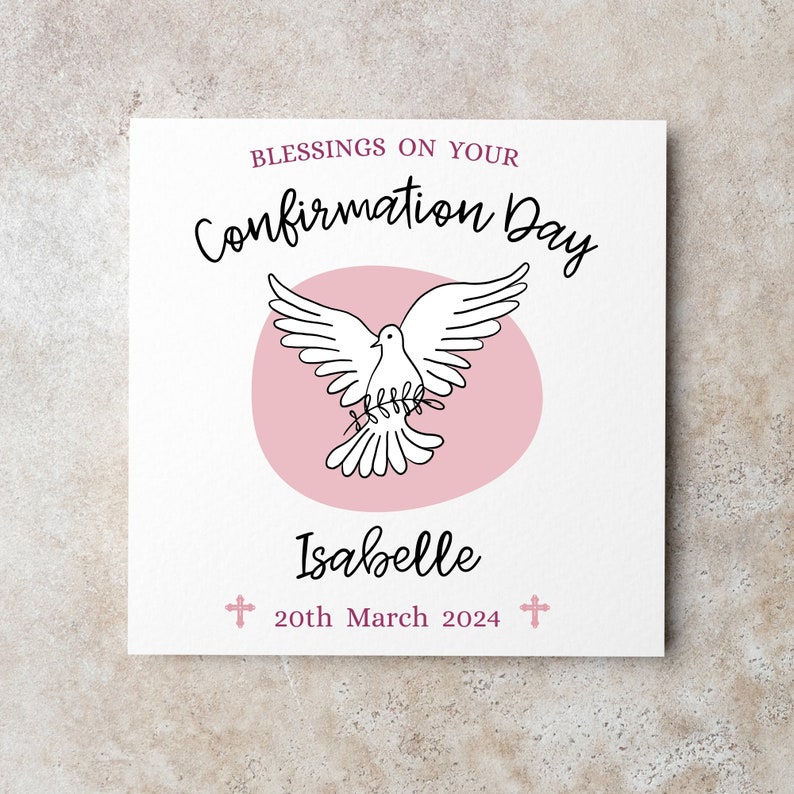 Personalised Confirmation Card, Girl Confirmation Card, Daughter, Grand-Daughter, Niece, Name Confirmation Card, Confirmation Keepsake zdjęcie 1