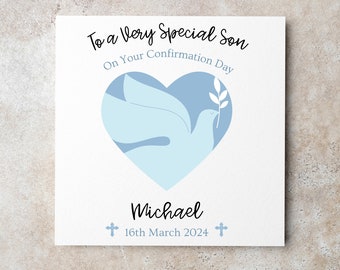 Personalised Confirmation Card, Boy Confirmation Card, Son, Grandson, Nephew, Godson, Name Card, Confirmation Keepsake