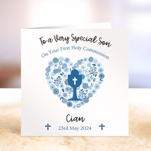 Personalised Communion Card, First Holy Communion, Boy Card, Son, Grandson, Nephew, Name Communion Card, Irish Communion, Communion Keepsake imagem 2