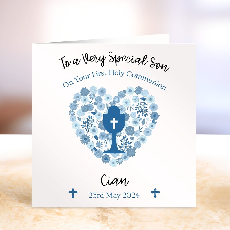 Personalised Communion Card, First Holy Communion, Boy Card, Son, Grandson, Nephew, Name Communion Card, Irish Communion, Communion Keepsake image 2
