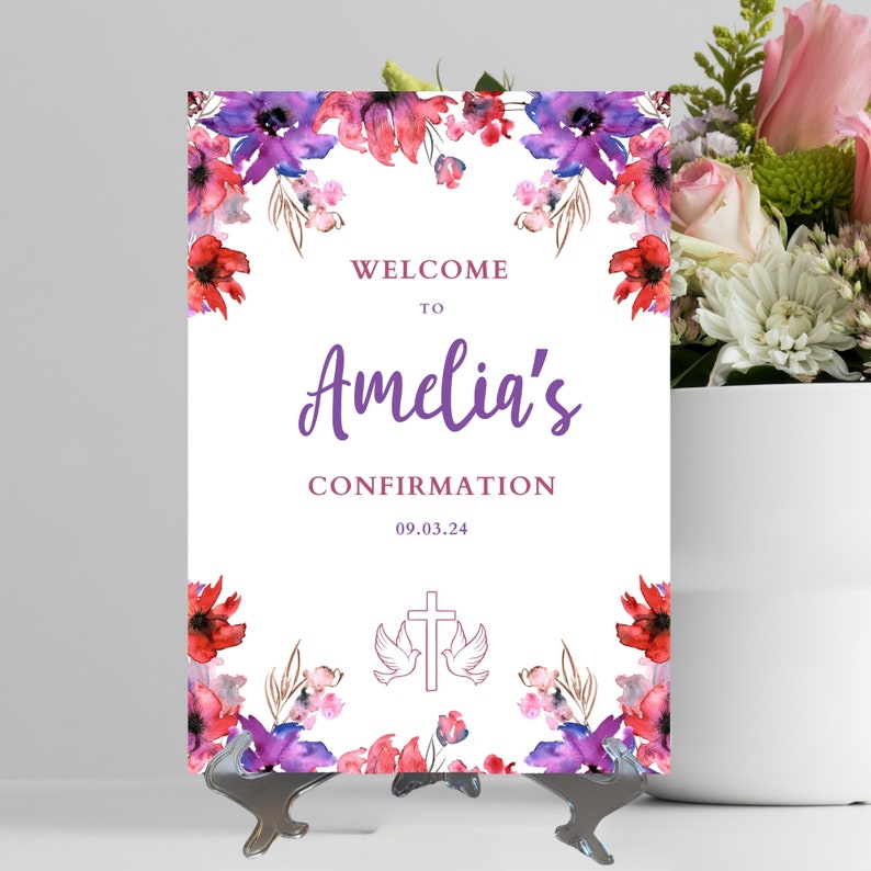 Personalised Confirmation Sign, Sign, Clear Stand, Confirmation