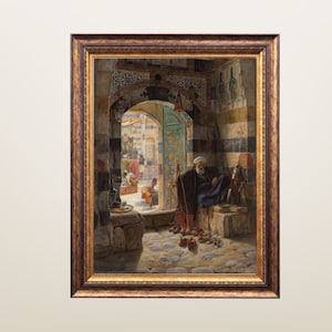 Syria Art, Damascus Painting, Umayyad Great Mosque, Middle Eastern Arab Art